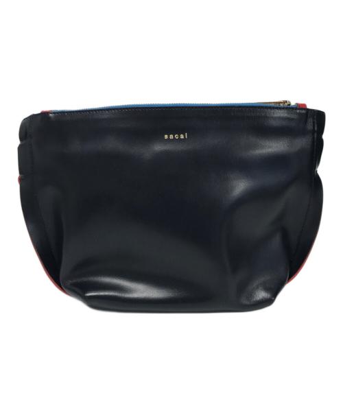 sacai（サカイ）sacai (サカイ) trapezoid wallet shoulder bag ネイビー×レッドの古着・服飾アイテム