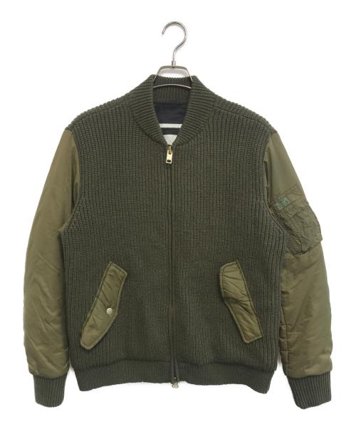 DIESEL（ディーゼル）DIESEL (ディーゼル) 異素材切替ボンバージャケット グリーン サイズ:不明の古着・服飾アイテム