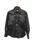 PAUL SMITHポールスミス）の古着「レザーシャツ」｜ブラック