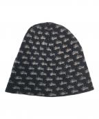 stussyステューシー）の古着「総柄ビーニー」｜ブラック
