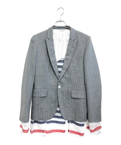 COMME des GARCONS HOMME PLUS（コムデギャルソンオムプリュス）COMME des GARCONS HOMME PLUS (コムデギャルソンオムプリュス) レイヤードテーラードジャケット グレー サイズ: XSの古着・服飾アイテム