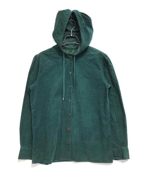 JUNIOR GAULTIER（ジュニアゴルチエ）JUNIOR GAULTIER (ジュニアゴルチエ) フード付コーデュロイシャツ グリーン サイズ:40の古着・服飾アイテム