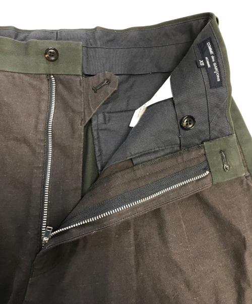 COMME des GARCONS HOMME（コムデギャルソン オム）COMME des GARCONS HOMME (コムデギャルソン オム) バイカラータックパンツ ブラウン×グリーン サイズ:XSの古着・服飾アイテム