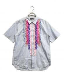COMME des GARCONS HOMME PLUS（コムデギャルソンオムプリュス）の古着「フリルストライプシャツ」｜ブルー