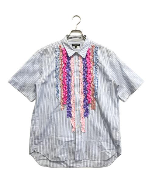 COMME des GARCONS HOMME PLUS（コムデギャルソンオムプリュス）COMME des GARCONS HOMME PLUS (コムデギャルソンオムプリュス) フリルストライプシャツ ブルー サイズ:Mの古着・服飾アイテム