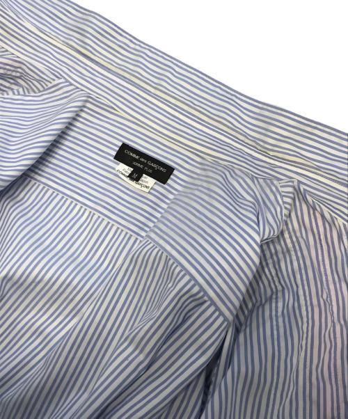 COMME des GARCONS HOMME PLUS（コムデギャルソンオムプリュス）COMME des GARCONS HOMME PLUS (コムデギャルソンオムプリュス) フリルストライプシャツ ブルー サイズ:Mの古着・服飾アイテム