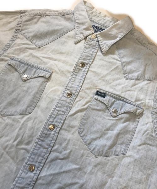 POLO RALPH LAUREN（ポロ・ラルフローレン）POLO RALPH LAUREN (ポロ・ラルフローレン) シャンブレーウエスタンシャツ インディゴ サイズ:Mの古着・服飾アイテム