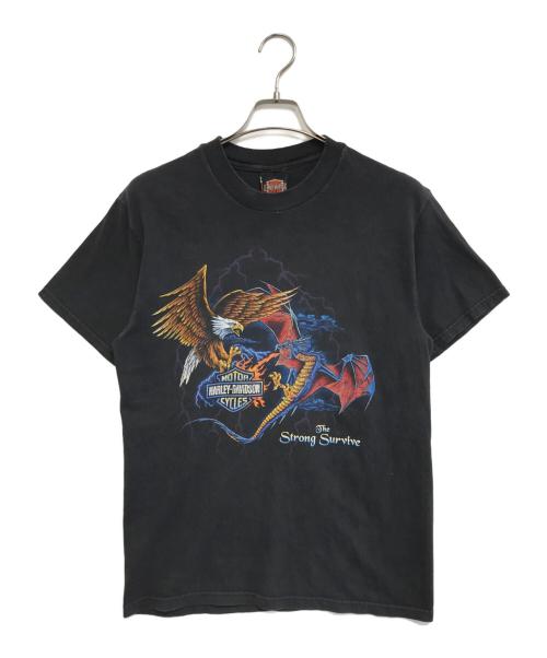 モーターサイクルTシャツ（モーターサイクルTシャツ）モーターサイクルTシャツ (モーターサイクルTシャツ) 90s HARLEY-DAVIDSON(ハーレーダビッドソン) モーターサイクルTシャツ ブラック サイズ:Mの古着・服飾アイテム
