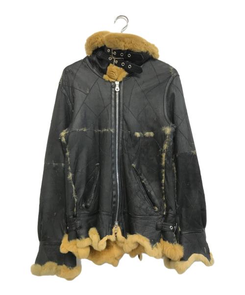 Mastermind（マスターマインド）Mastermind (マスターマインド) ラムレザーファージャケット ブラック サイズ:Mの古着・服飾アイテム