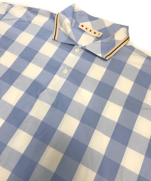 MARNI（マルニ）MARNI (マルニ) プルオーバーギンガムチェックシャツ スカイブルー×ホワイト サイズ:40の古着・服飾アイテム