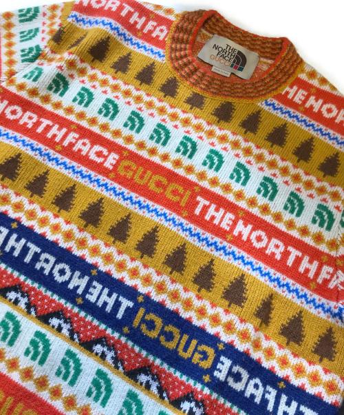GUCCI（グッチ）GUCCI (グッチ) THE NORTH FACE (ザ ノース フェイス) ロゴニット オレンジ サイズ:Mの古着・服飾アイテム
