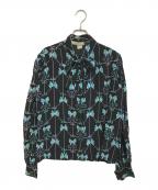 Emilio Pucciエミリオ プッチ）の古着「シルクボウタイシャツブラウス」｜ブラック×ブルー