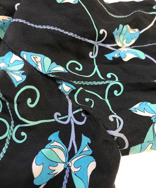 Emilio Pucci（エミリオ プッチ）Emilio Pucci (エミリオ プッチ) シルクボウタイシャツブラウス ブラック×ブルー サイズ:表記なしの古着・服飾アイテム