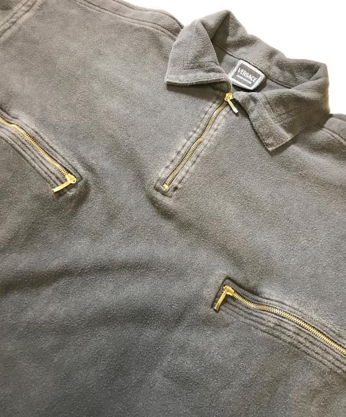 VERSACE（ヴェルサーチェ）VERSACE (ヴェルサーチェ) ハーフジップスウェット ブラック サイズ:Mの古着・服飾アイテム