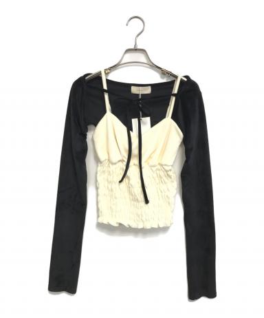 中古・古着通販】ANDMARY (アンドマリー) Mei shirring tops ブラック