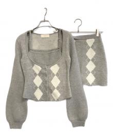 ANDMARY（アンドマリー）の古着「Argyle ribbon knit set up」｜グレー