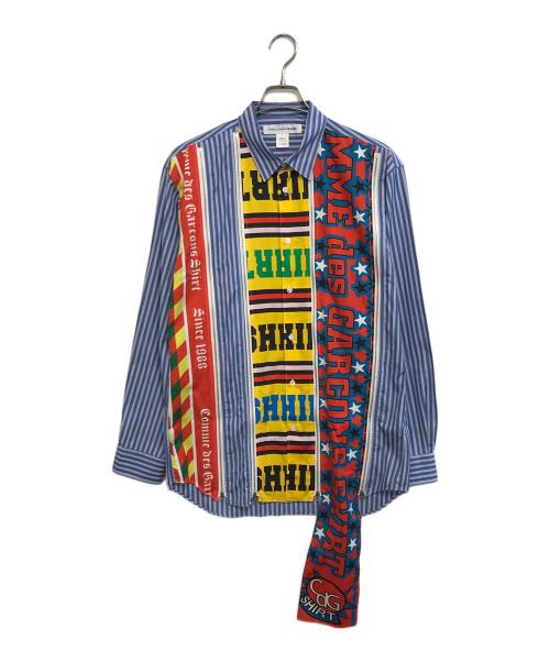 COMME des GARCONS SHIRT（コムデギャルソンシャツ）COMME des GARCONS SHIRT (コムデギャルソンシャツ) Yarn Dyed Cotton Stripe × Cotton Poplin Shirts ブルー サイズ:Lの古着・服飾アイテム