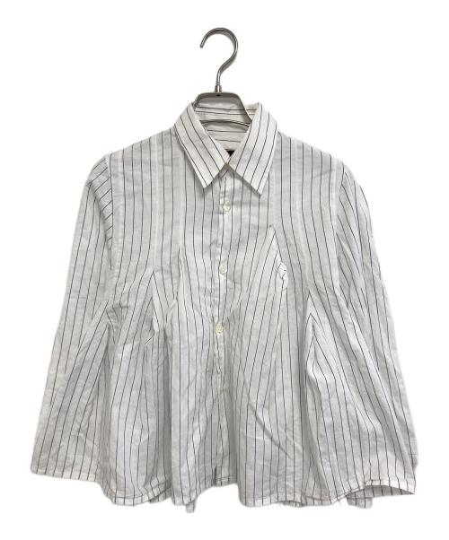 tricot COMME des GARCONS（トリココムデギャルソン）tricot COMME des GARCONS (トリココムデギャルソン) 変形ストライプシャツ ホワイト サイズ:Ｓの古着・服飾アイテム