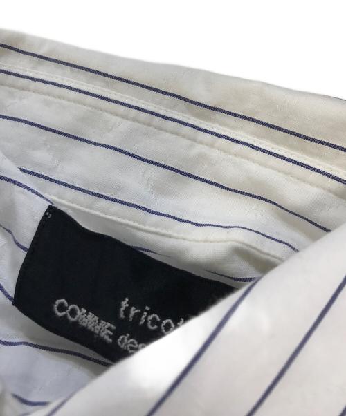 tricot COMME des GARCONS（トリココムデギャルソン）tricot COMME des GARCONS (トリココムデギャルソン) 変形ストライプシャツ ホワイト サイズ:Ｓの古着・服飾アイテム