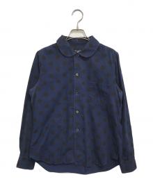BLACK COMME des GARCONS（ブラックコムデギャルソン）の古着「丸襟ドットシャツ」｜ネイビー