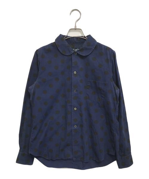 BLACK COMME des GARCONS（ブラックコムデギャルソン）BLACK COMME des GARCONS (ブラックコムデギャルソン) 丸襟ドットシャツ ネイビー サイズ:Mの古着・服飾アイテム