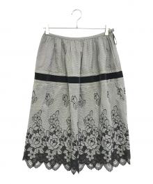 ROBE DE CHAMBRE COMME DES GARCONS（ローブドシャンブル コムデギャルソン）の古着「異素材切替レーススカート」｜グレー