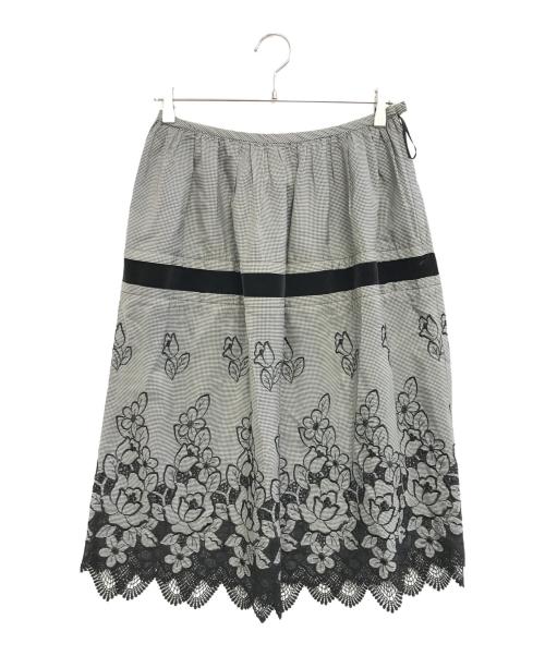 ROBE DE CHAMBRE COMME DES GARCONS（ローブドシャンブル コムデギャルソン）ROBE DE CHAMBRE COMME DES GARCONS (ローブドシャンブル コムデギャルソン) 異素材切替レーススカート グレー サイズ:Ｍの古着・服飾アイテム