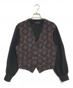 tricot COMME des GARCONSトリココムデギャルソン）の古着「80's 花柄切替カーディガン」｜ブラック