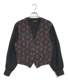 tricot COMME des GARCONS（トリココムデギャルソン）の古着「80's 花柄切替カーディガン」｜ブラック