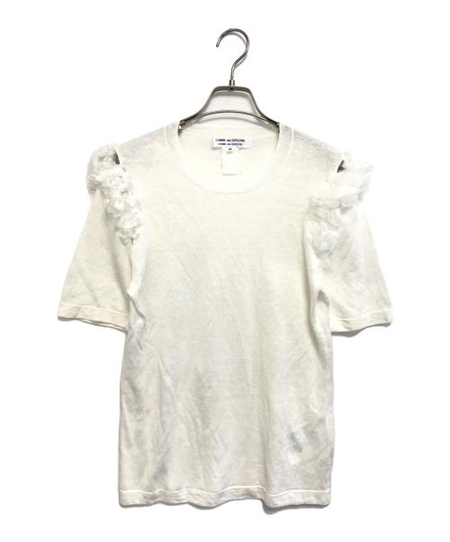 COMME des GARCONS COMME des GARCONS（コムデギャルソン コムデギャルソン）COMME des GARCONS COMME des GARCONS (コムデギャルソン コムデギャルソン) 半袖フリルニット ホワイト サイズ:Mの古着・服飾アイテム