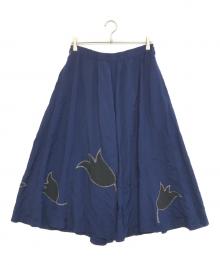 tricot COMME des GARCONS（トリココムデギャルソン）の古着「花柄刺繍スカート」｜ネイビー