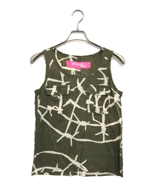 JUNYA WATANABE COMME des GARCONS MAN PINK（ジュンヤワタナベ コムデギャルソンマン ピンク）JUNYA WATANABE COMME des GARCONS MAN PINK (ジュンヤワタナベ コムデギャルソンマン ピンク) ノースリーブブラウス グリーン サイズ:Sの古着・服飾アイテム