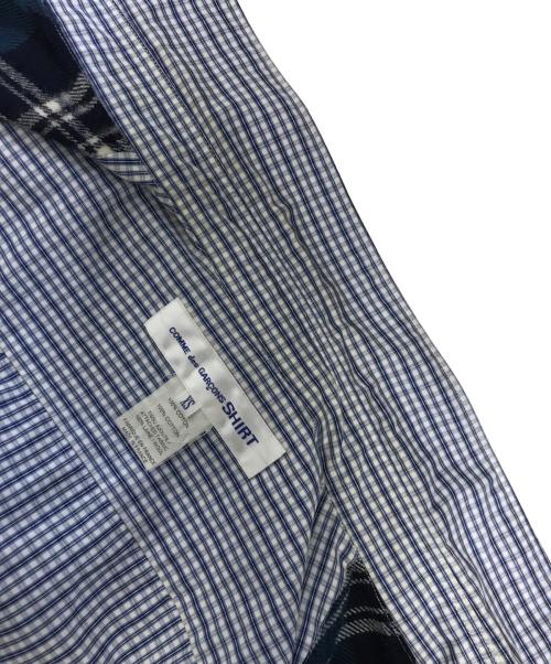COMME des GARCONS SHIRT（コムデギャルソンシャツ）COMME des GARCONS SHIRT (コムデギャルソンシャツ) 縮絨切替チェックシャツ ブルー サイズ:XSの古着・服飾アイテム