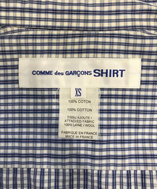 COMME des GARCONS SHIRT（コムデギャルソンシャツ）COMME des GARCONS SHIRT (コムデギャルソンシャツ) 縮絨切替チェックシャツ ブルー サイズ:XSの古着・服飾アイテム