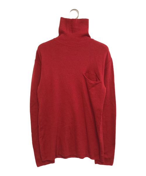 Jean Paul GAULTIER MAILLE（ジャンポールゴルチエ マイユ）Jean Paul GAULTIER MAILLE (ジャンポールゴルチエ マイユ) ポケ付 タートルネックニット レッド サイズ:SIZE1の古着・服飾アイテム
