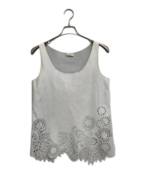 DRIES VAN NOTEN（ドリスヴァンノッテン）DRIES VAN NOTEN (ドリスヴァンノッテン) カットワーク レザートップ ホワイト サイズ:34の古着・服飾アイテム