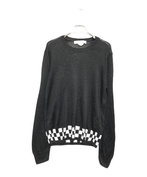 COMME des GARCONS COMME des GARCONS（コムデギャルソン コムデギャルソン）COMME des GARCONS COMME des GARCONS (コムデギャルソン コムデギャルソン) チェッカーフラッグレーヨンニット ブラック サイズ:Lの古着・服飾アイテム