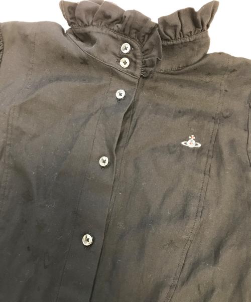 Vivienne Westwood（ヴィヴィアンウエストウッド）Vivienne Westwood (ヴィヴィアンウエストウッド) オーブ刺繍スタンドカラーシャツ ブラック サイズ:02の古着・服飾アイテム