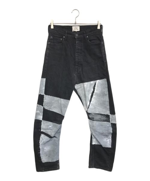 Vivienne Westwood ANGLOMANIA（ヴィヴィアンウエストウッドアングロマニア）Vivienne Westwood ANGLOMANIA (ヴィヴィアンウエストウッドアングロマニア) ペイント加工デニムパンツ ブラック サイズ:W38の古着・服飾アイテム