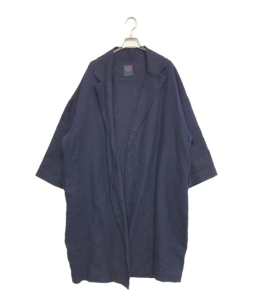 GALLEGO DESPORTES（ギャレゴデスポート）GALLEGO DESPORTES (ギャレゴデスポート) リネンステンカラーコート ネイビー サイズ:Lの古着・服飾アイテム