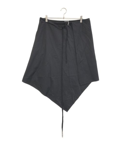 ANN DEMEULEMEESTER（アンドゥムルメステール）ANN DEMEULEMEESTER (アンドゥムルメステール) FENNA WARP SKIRT POPELINE ブラック サイズ:42の古着・服飾アイテム