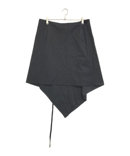ANN DEMEULEMEESTER（アンドゥムルメステール）ANN DEMEULEMEESTER (アンドゥムルメステール) FENNA WARP SKIRT POPELINE ブラック サイズ:42の古着・服飾アイテム
