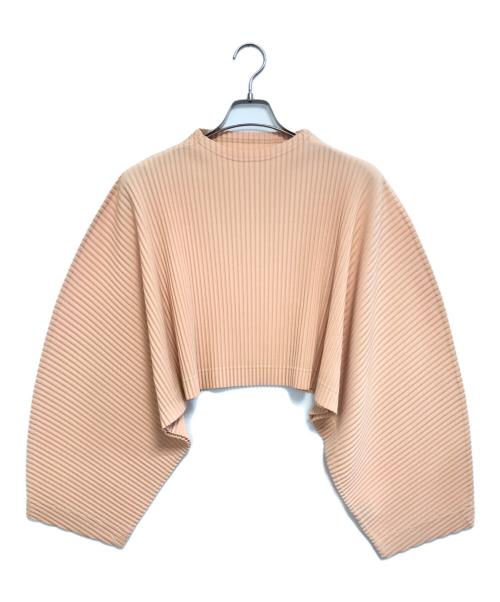 HOMME PLISSE ISSEY MIYAKE（オム プリッセ イッセイ ミヤケ）HOMME PLISSE ISSEY MIYAKE (オム プリッセ イッセイ ミヤケ) プリーツクロップドカットソー オレンジ サイズ:3の古着・服飾アイテム