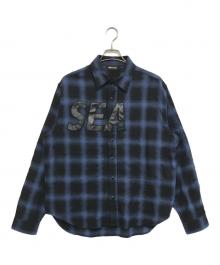 WIND AND SEA（ウィンダンシー）の古着「Ombre Plaid Nel Shirt」｜ブルー×ブラック