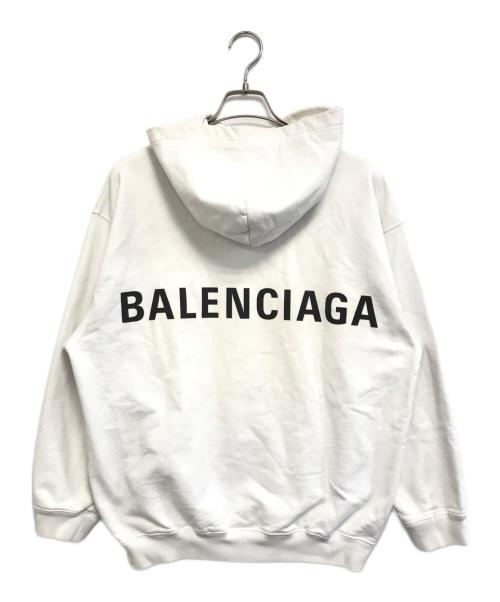 BALENCIAGA（バレンシアガ）BALENCIAGA (バレンシアガ) バックプリントロゴパーカー ホワイト サイズ:Mの古着・服飾アイテム