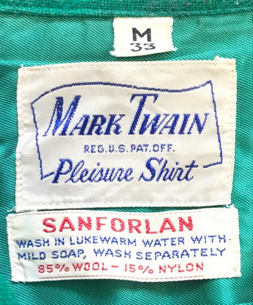 MARK TWAIN（マーク・トウェイン）MARK TWAIN (マーク・トウェイン) ウールオープンカラーシャツ グリーン サイズ:Mの古着・服飾アイテム