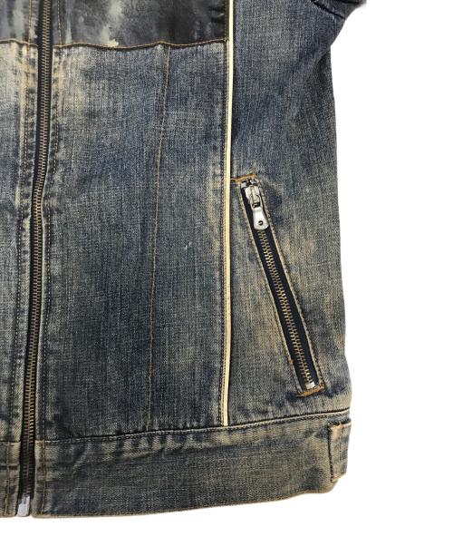 DOLCE & GABBANA（ドルチェ＆ガッバーナ）DOLCE & GABBANA (ドルチェ＆ガッバーナ) NAVY Hybrid Leather & Denim Jacket インディゴ サイズ:46の古着・服飾アイテム