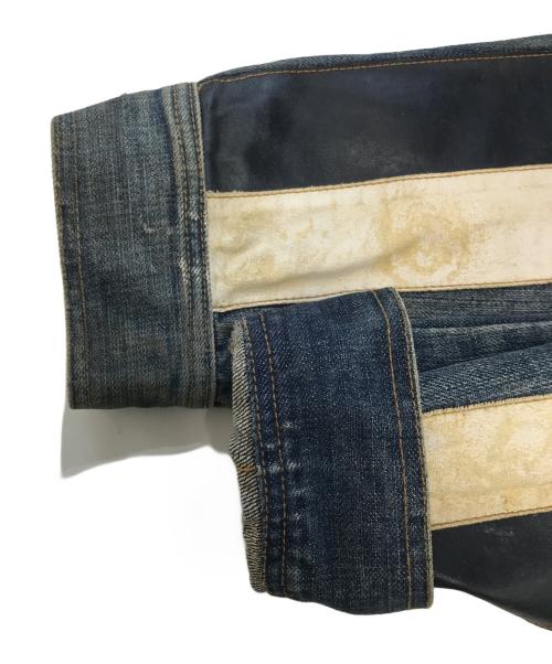 DOLCE & GABBANA（ドルチェ＆ガッバーナ）DOLCE & GABBANA (ドルチェ＆ガッバーナ) NAVY Hybrid Leather & Denim Jacket インディゴ サイズ:46の古着・服飾アイテム