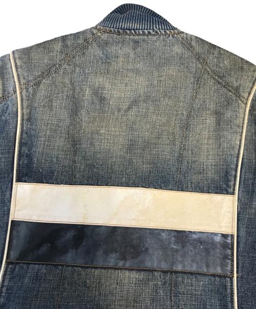 DOLCE & GABBANA（ドルチェ＆ガッバーナ）DOLCE & GABBANA (ドルチェ＆ガッバーナ) NAVY Hybrid Leather & Denim Jacket インディゴ サイズ:46の古着・服飾アイテム