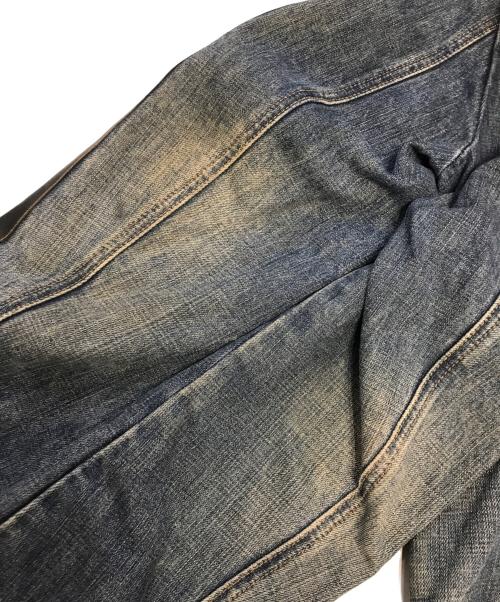 DOLCE & GABBANA（ドルチェ＆ガッバーナ）DOLCE & GABBANA (ドルチェ＆ガッバーナ) NAVY Hybrid Leather & Denim Jacket インディゴ サイズ:46の古着・服飾アイテム
